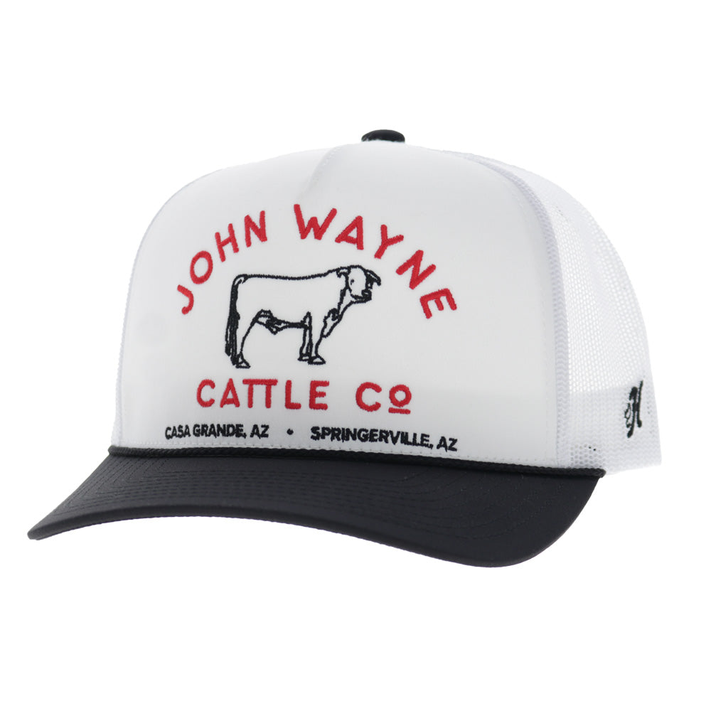 John Wayne 5-Panel Trucker Snapback Hat White/Black