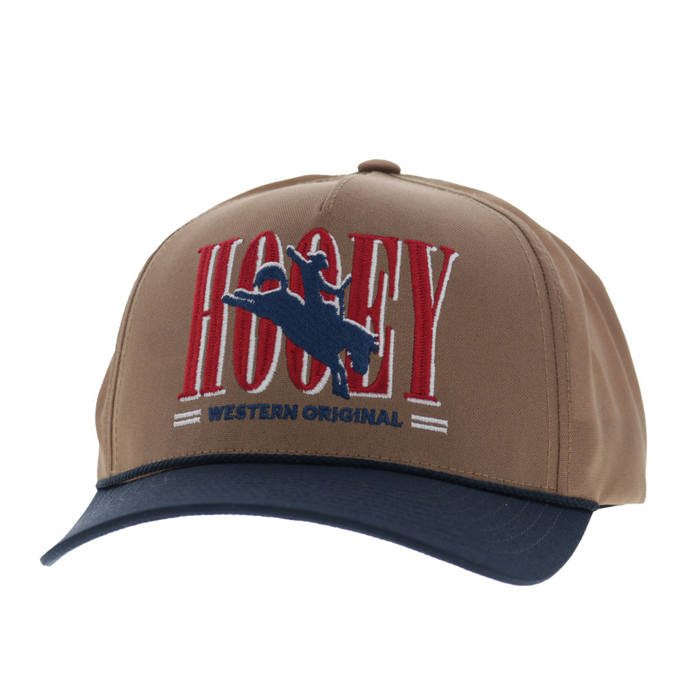 Wild Ride 5-Panel Full Surround Snapback Hat Tan/Navy