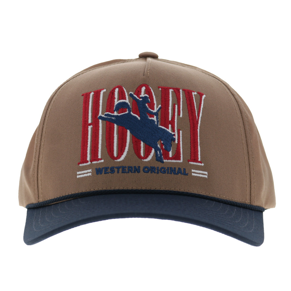 Wild Ride 5-Panel Full Surround Snapback Hat Tan/Navy
