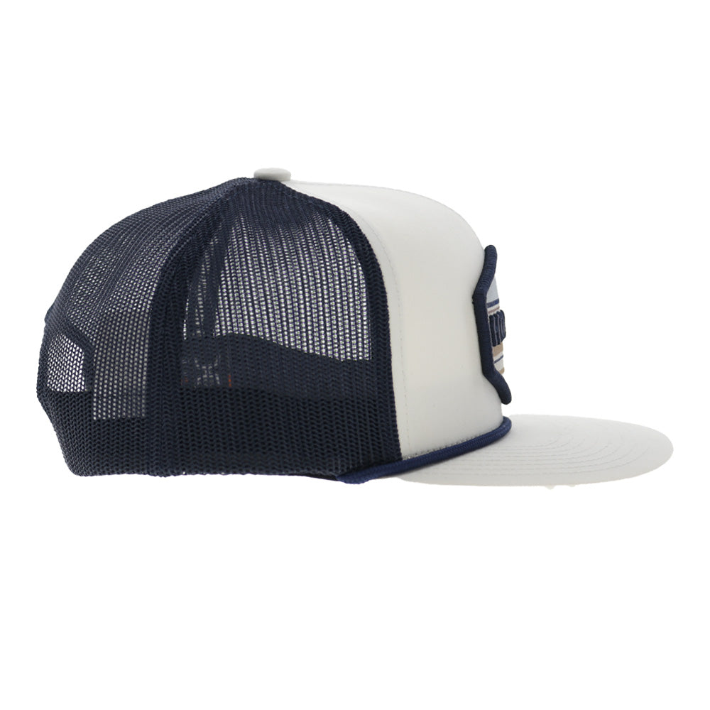 Mesa 6-Panel Trucker Snapback Hat White/Navy