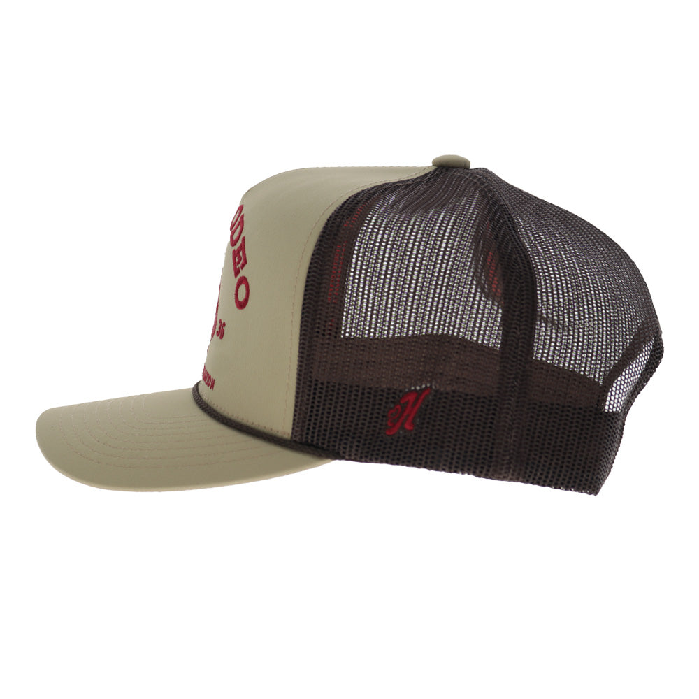 Prorodeo 5-Panel Trucker Snapback Hat Tan/Brown