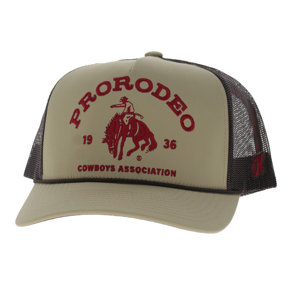 Prorodeo 5-Panel Trucker Snapback Hat Tan/Brown