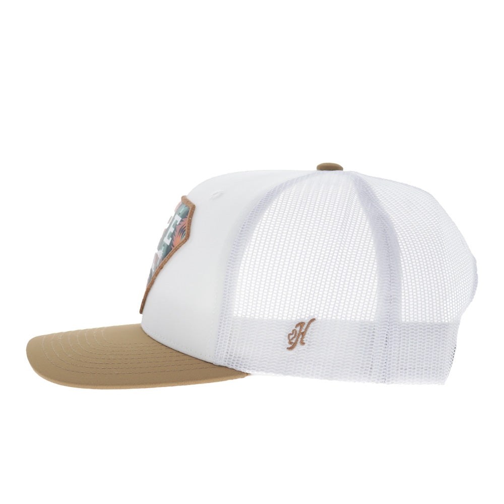 Rope Like A Girl 6-Panel Trucker Snapback Hat White/Tan
