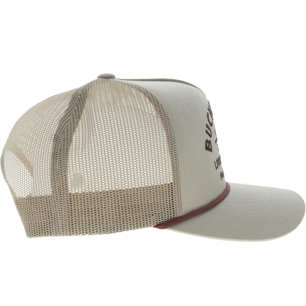 Buckin' Hard 5-Panel Trucker Snapback Hat Tan