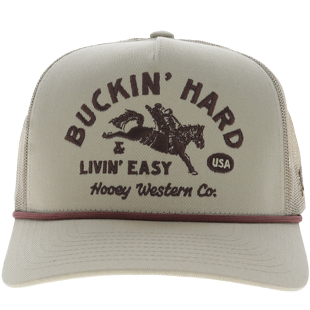 Buckin' Hard 5-Panel Trucker Snapback Hat Tan