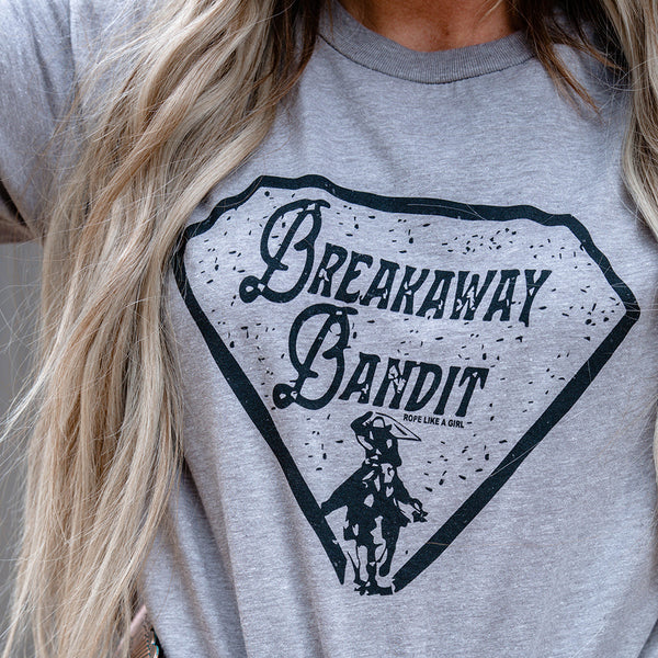 Grey Breakaway t-shirt on a female model with long blonde hair
