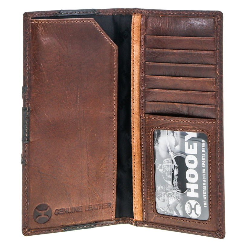 inside of brown leather bi-fold with black lining