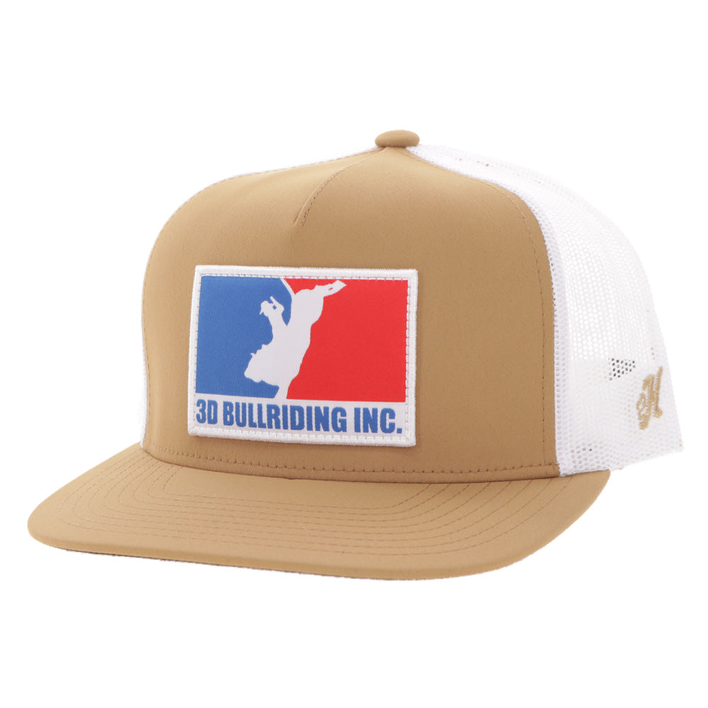 "3D Bull Riding" Tan/White Hat