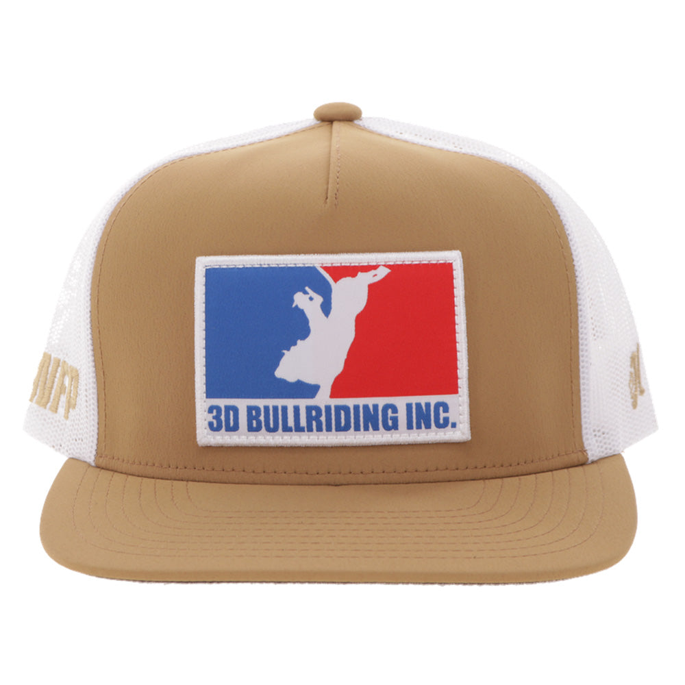 "3D Bull Riding" Tan/White Hat