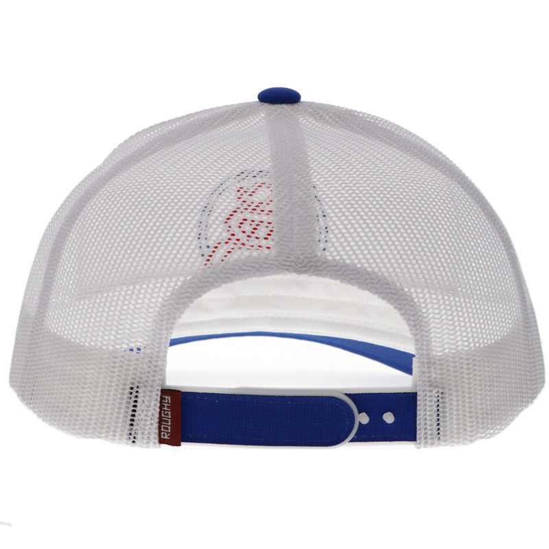 "Strap" Roughy Hat White w/Red & Blue Patch