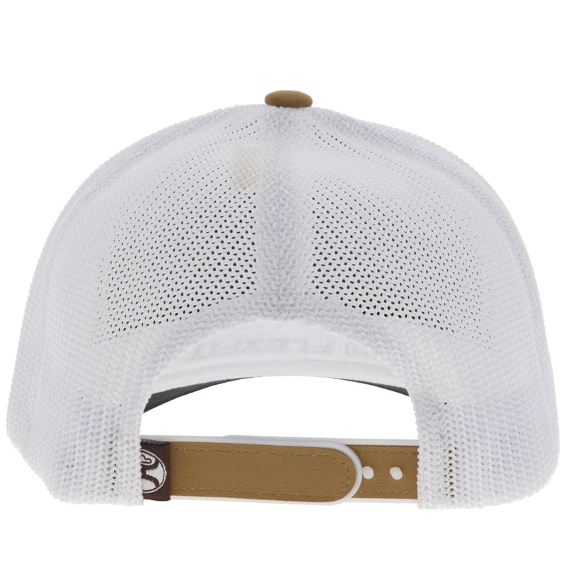 back of white and tan Hooey Habitat hat