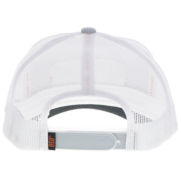 back of white mesh cap with OSU tag
