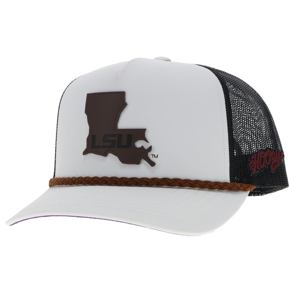 "Louisiana State University" Hat White/Black w/ Brown Patch