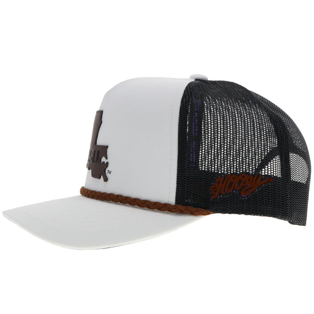 "Louisiana State University" Hat White/Black w/ Brown Patch