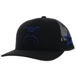 "Dallas Cowboys" Hat Black w/Black & Blue Hooey Logo