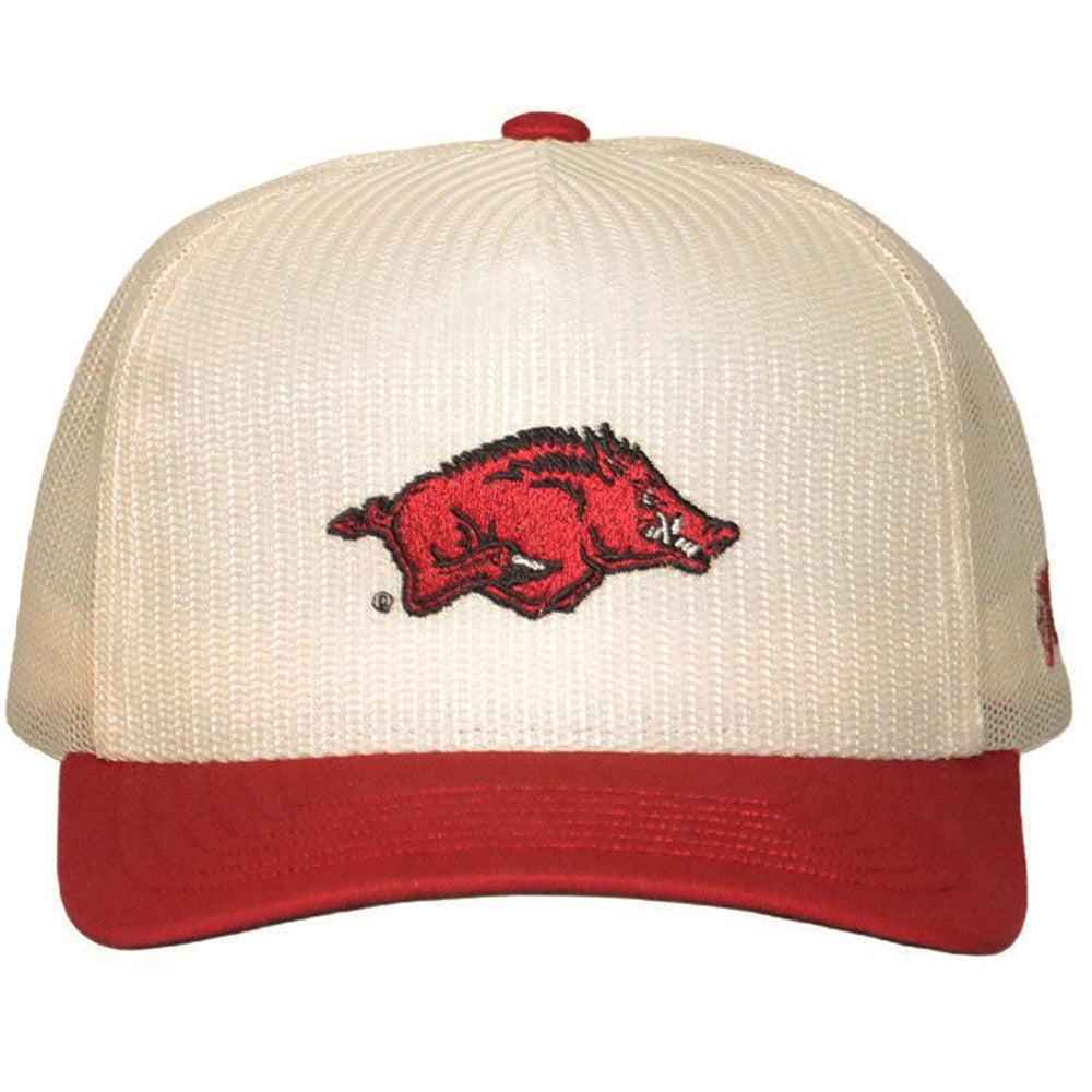 University Of Arkansas 5-Panel Trucker Snapback Hat Cream/Black