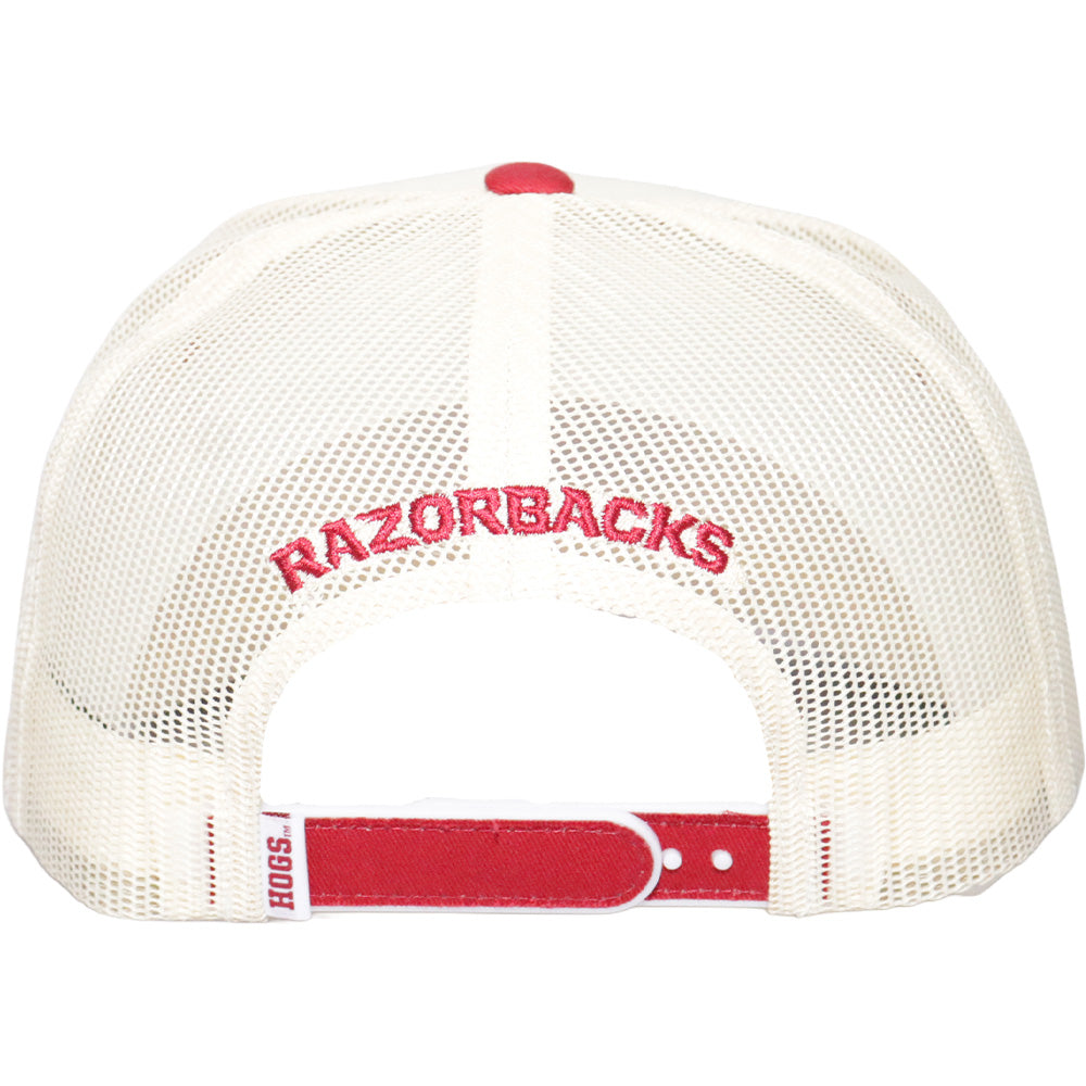 University Of Arkansas 5-Panel Trucker Snapback Hat Cream/Black
