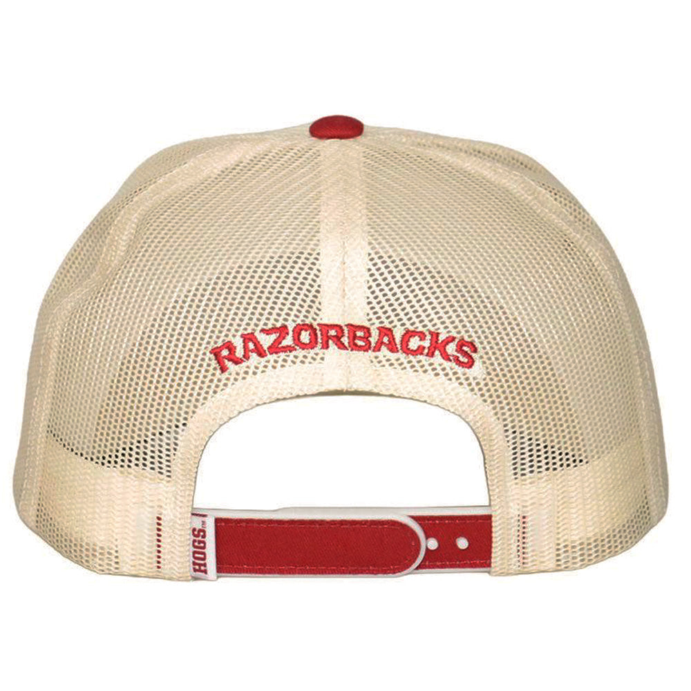 University Of Arkansas 5-Panel Trucker Snapback Hat Cream/Black