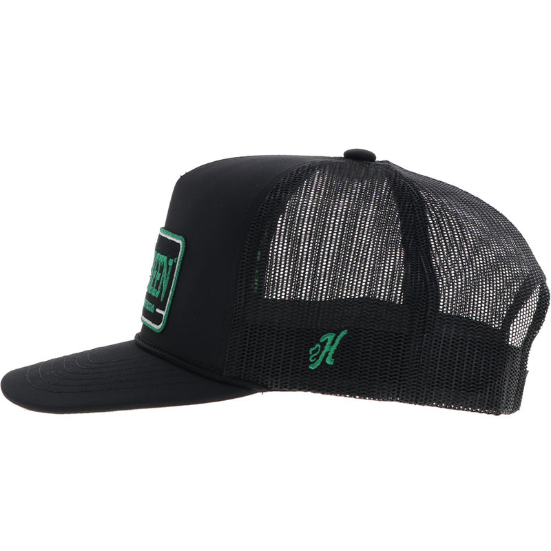 left side of black and green "Mean Green" UNT x Hooey hat