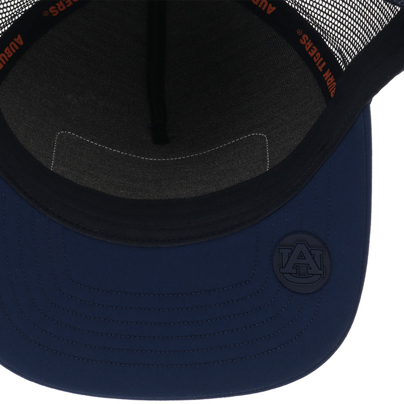the underside of the Hooey x Auburn War Eagle hat in navy blue