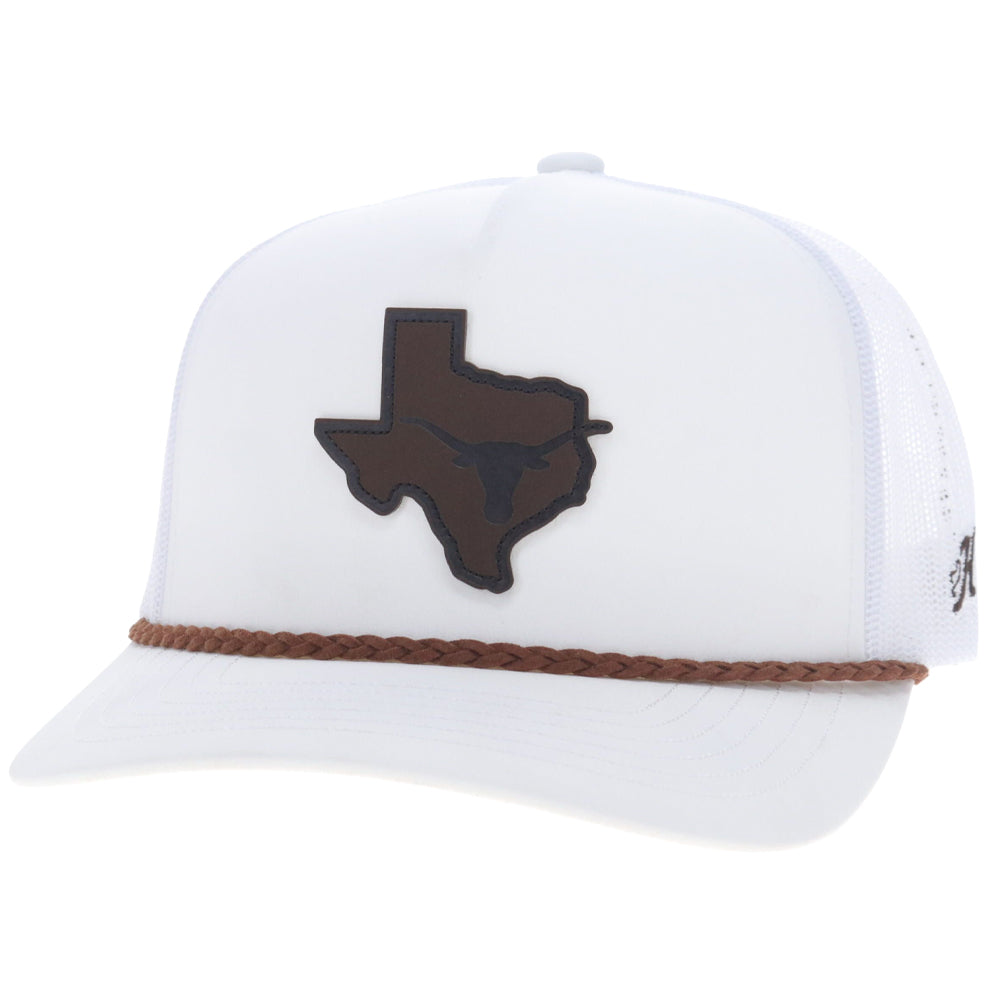 University Of Texas 5-Panel Trucker Snapback Hat White w/Texas Leather Patch