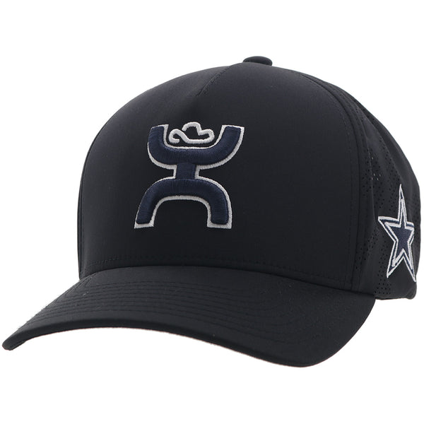 "Dallas Cowboys" Flexfit Hat Black w/Navy & White Hooey Logo