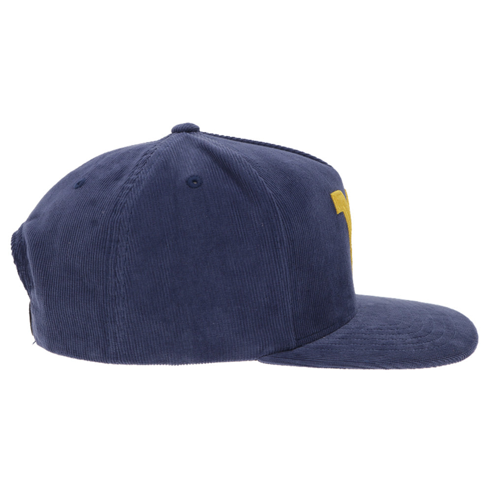 West Virginia University Hat Navy Corduroy w/ Yellow WV Logo