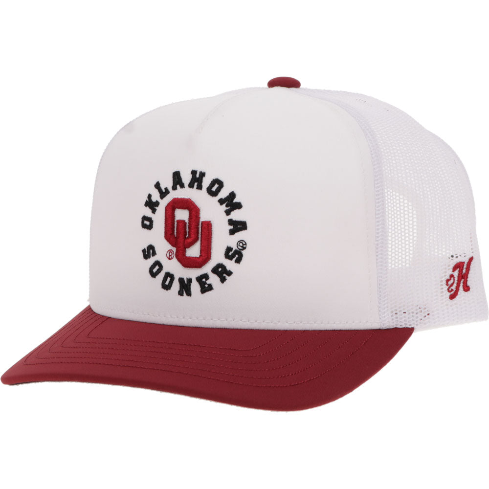 "University of Oklahoma" Hat Crimson & White w/Circle Logo