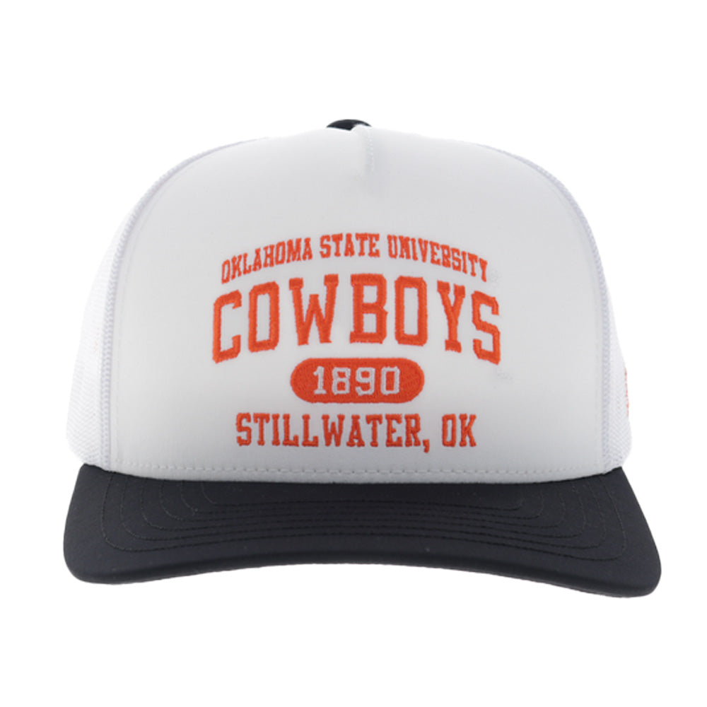 "Oklahoma State" Hat White w/Black Bill