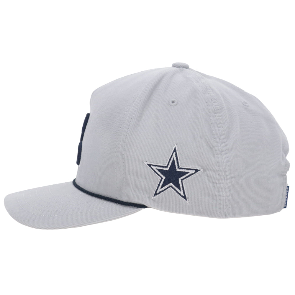 Dallas Cowboys 5-Panel Full Surround Snapback Hat Corduroy Grey