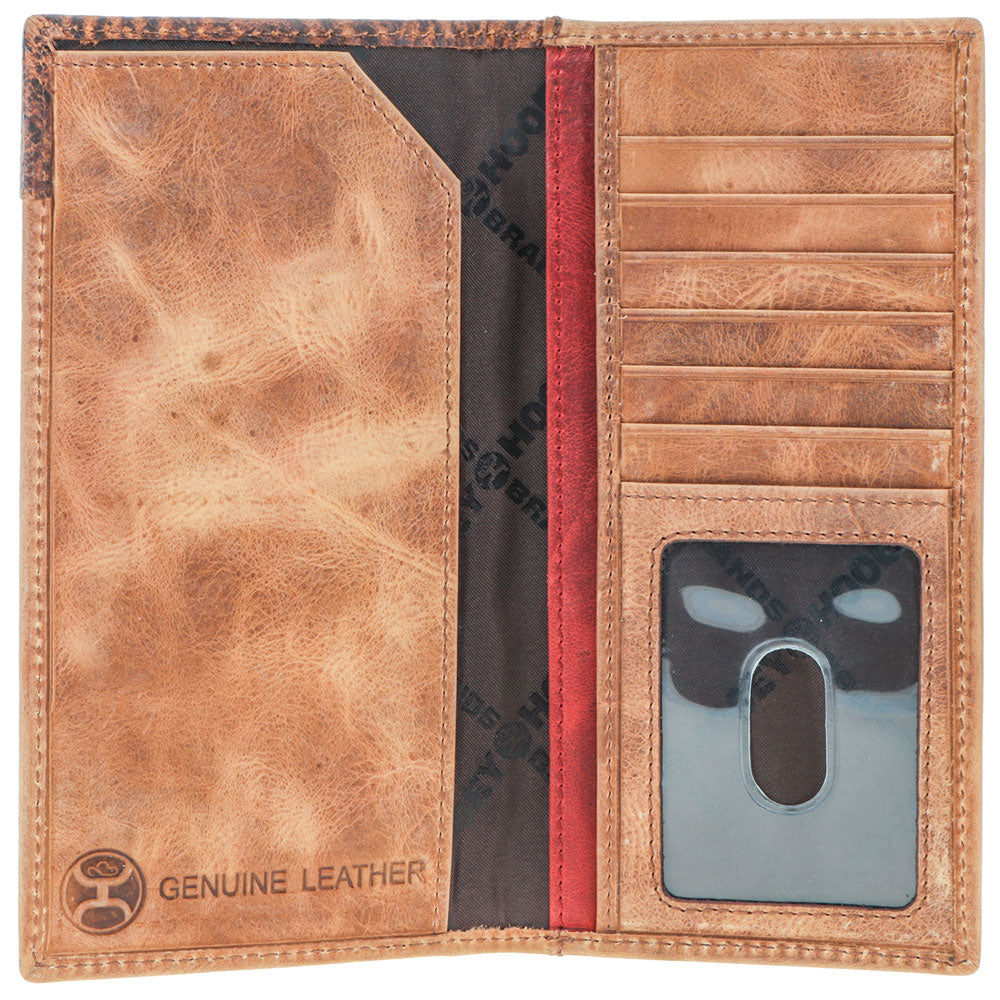 "Whip" Smooth Tan w/Tri Color Woven Leather Rodeo Wallet