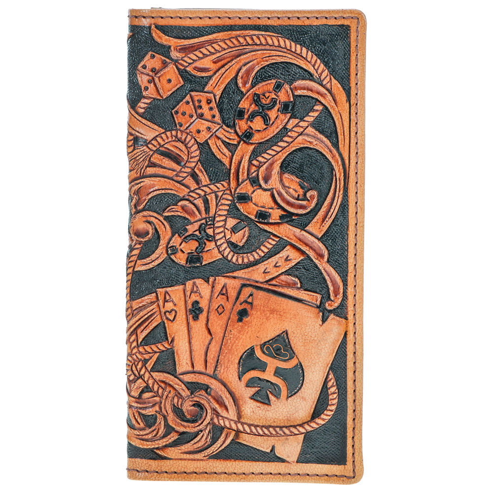 "Gambler" Tan Playing Card Embossed Rodeo Wallet