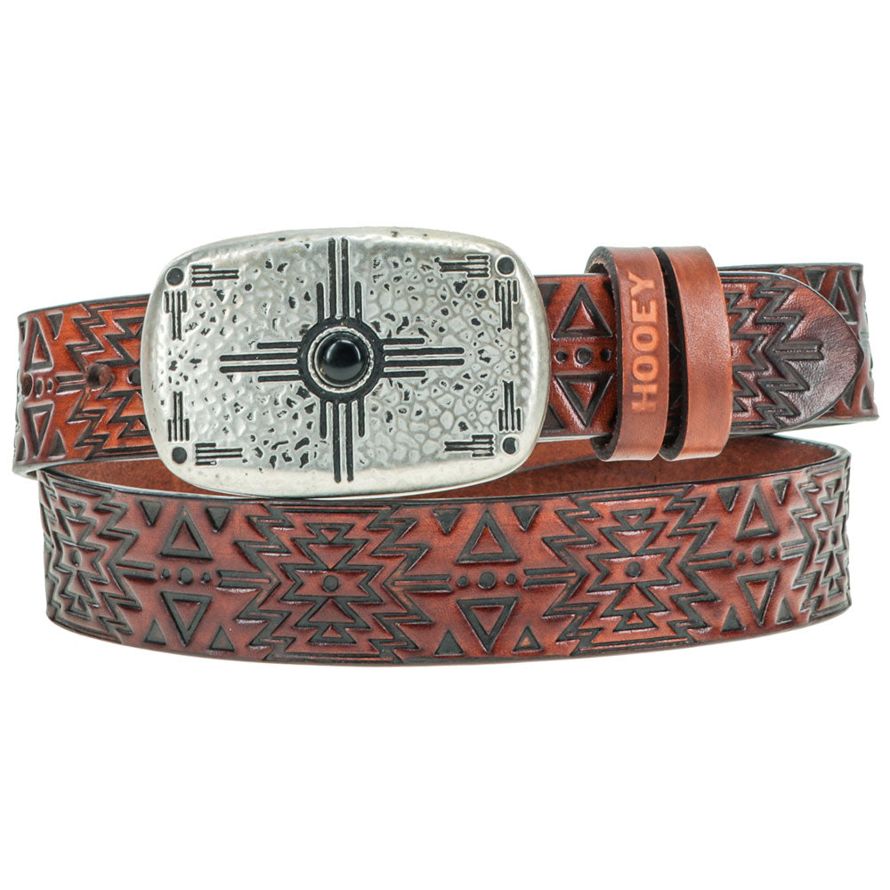 Youth Girls "Dakota" Original Hooey Belt Brown/Black w/Aztec