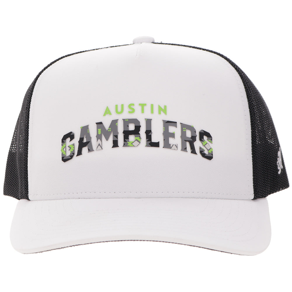 "Austin Gamblers" Hat White/Black w/Black & Green Logo