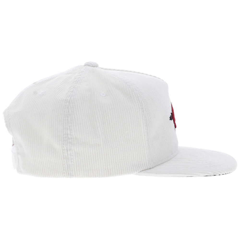 "University Of Arkansas" Hat White Corduroy w/Razorback Logo