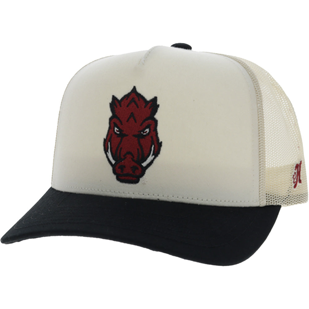 University Of Arkansas 5-Panel Trucker Snapback Hat Cream/Black