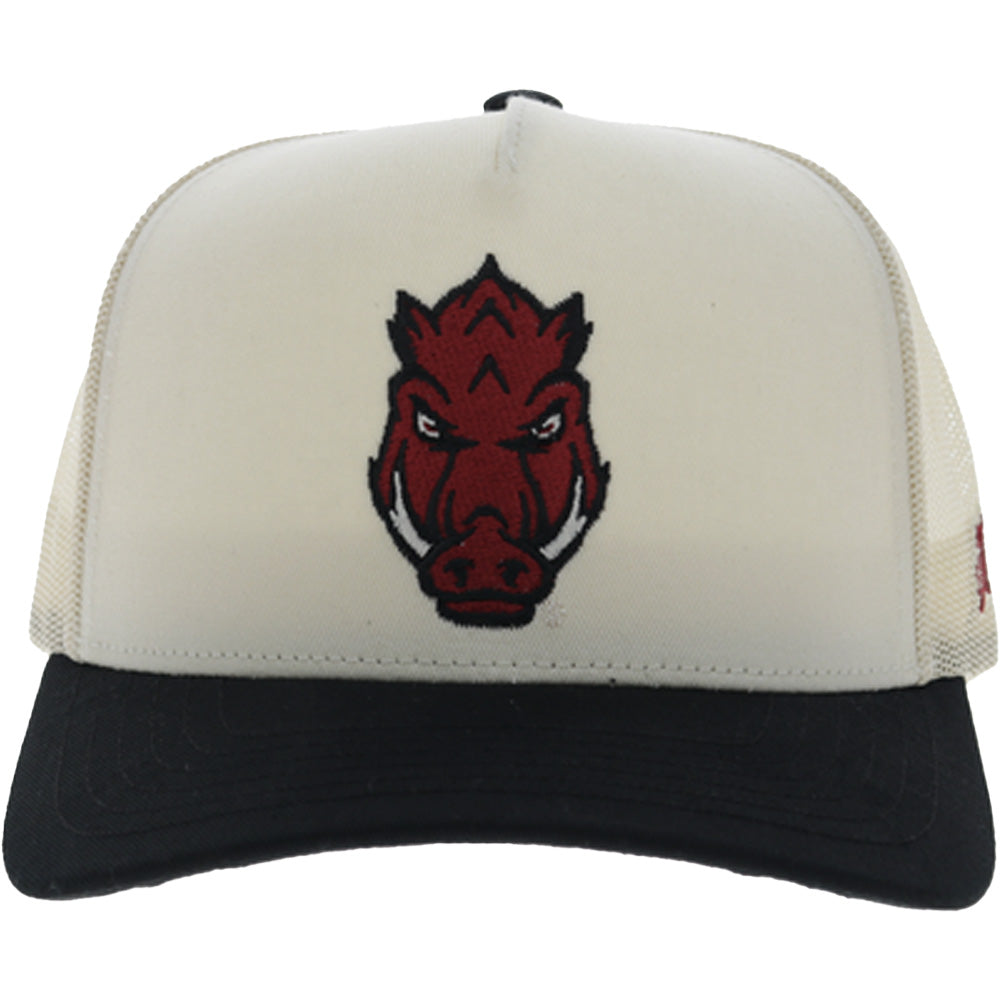 University Of Arkansas 5-Panel Trucker Snapback Hat Cream/Black