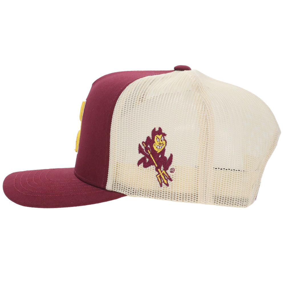 Arizona State University 5-Panel Trucker Snapback Maroon/Cream