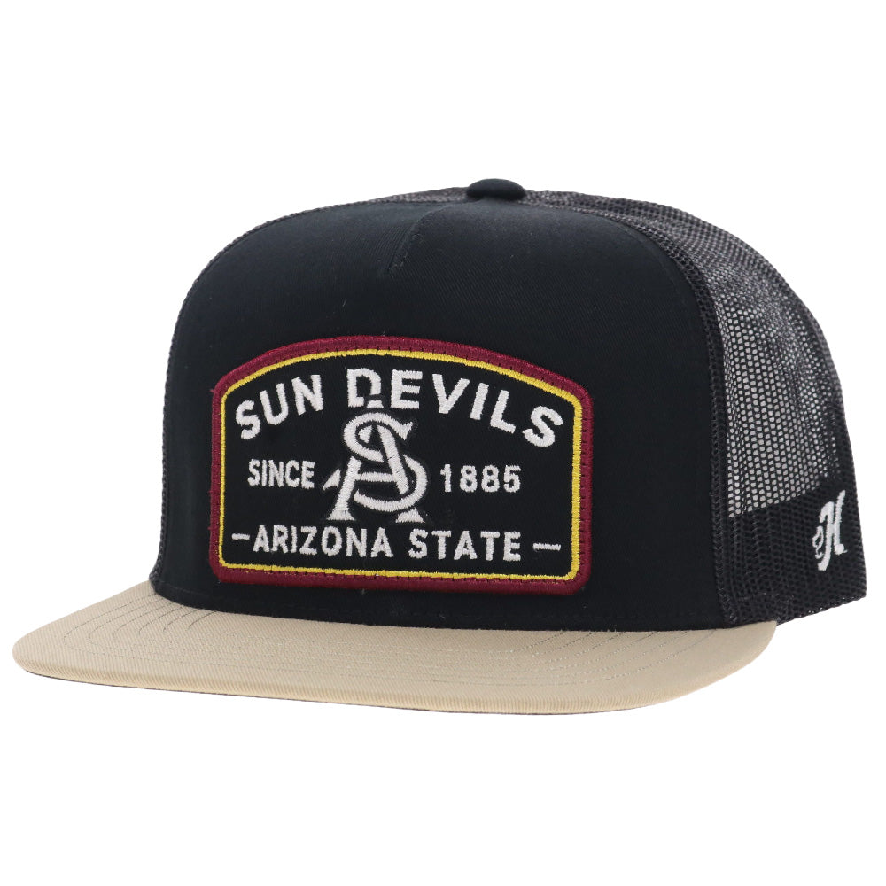 Arizona State University 5-Panel Trucker Snapback Black/Tan