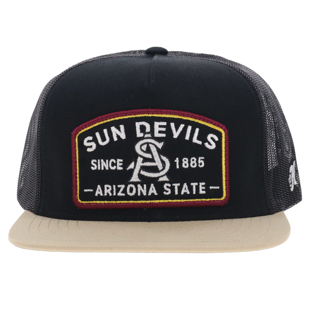 Arizona State University 5-Panel Trucker Snapback Black/Tan