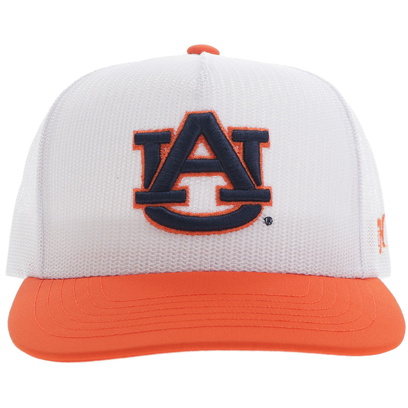 front of white and orange Auburn x Hooey hat