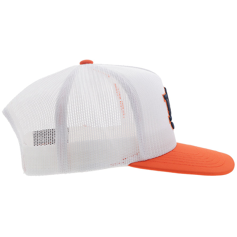right side of orange and white Auburn x Hooey hat