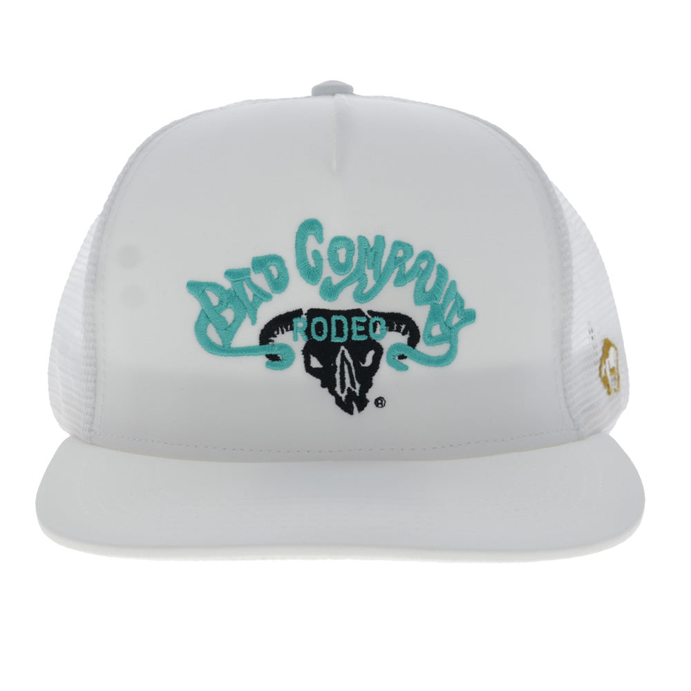 Bad Company Hat White w/Blue & Black Logo