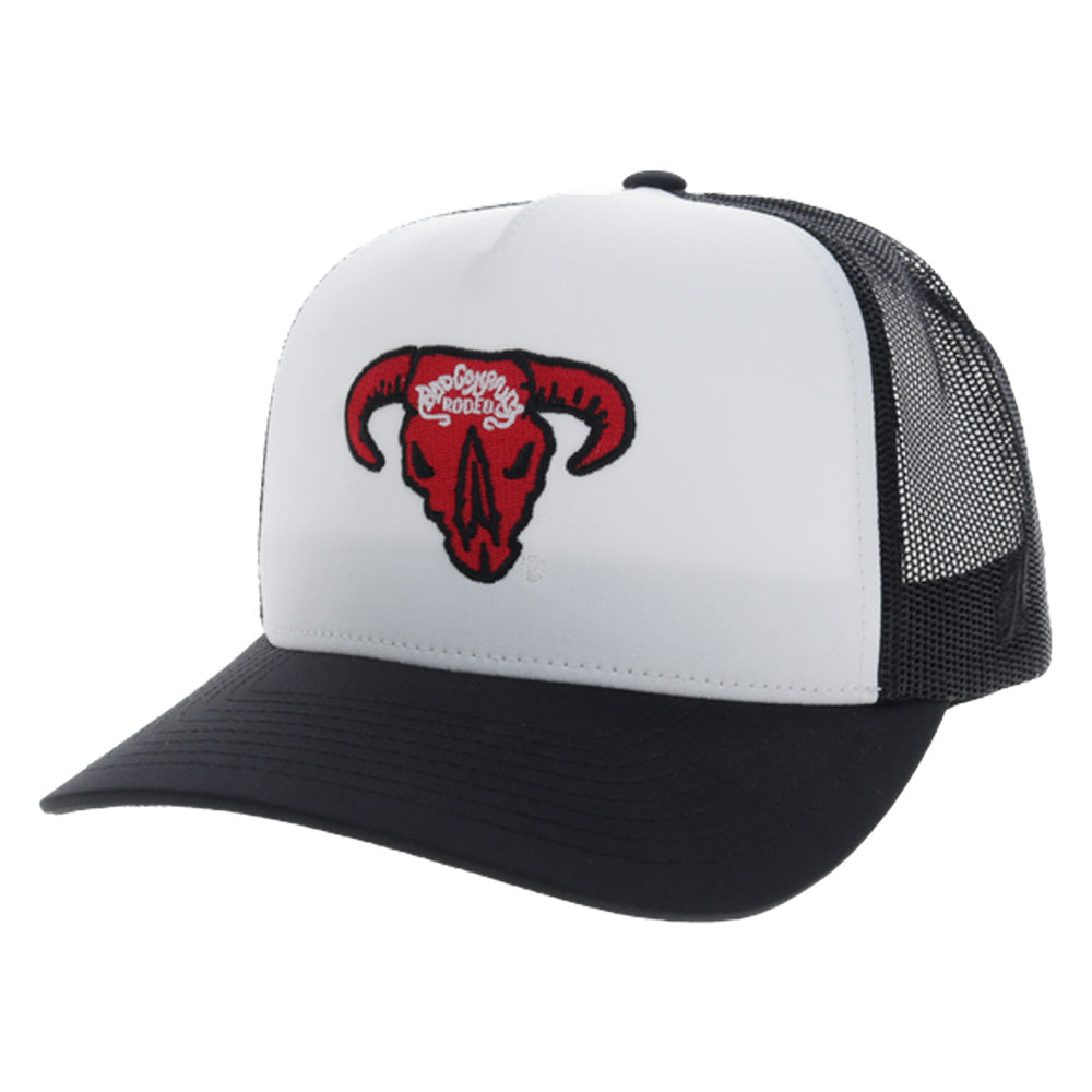 Bad Company 5 Panel Trucker Snapback Hat White/Black