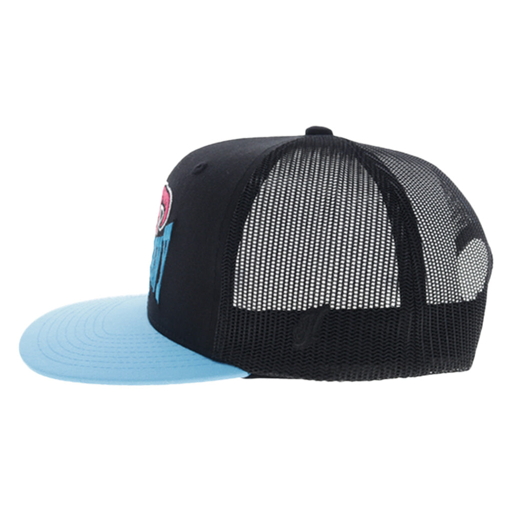 Bad Company 6 Panel Trucker Snapback Hat Black/Blue