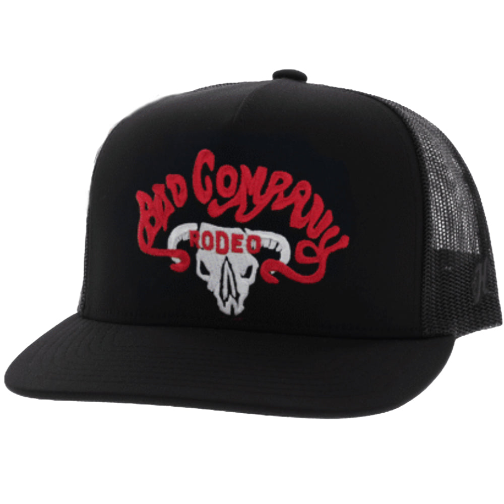 Bad Company 5 Panel Trucker Snapback Hat Black
