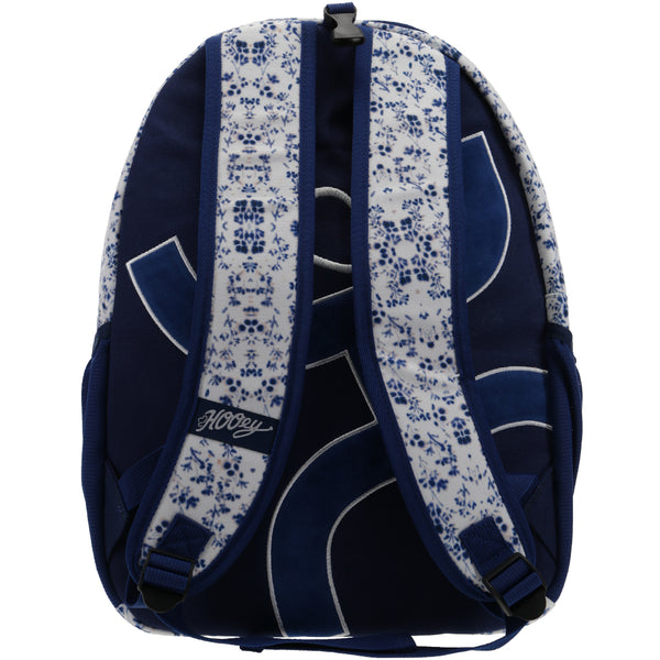 "Recess" Hooey Backpack White/Navy Floral w/Black/White Accents