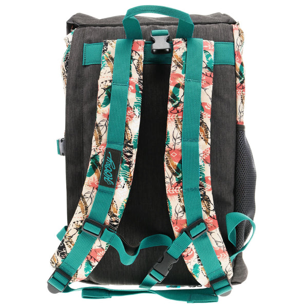 "Topper" Hooey Backpack Turquoise/White Aztec Pattern w/Charcoal & Turquoise