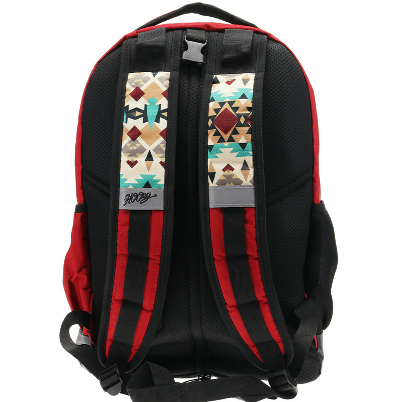 "Ox" Hooey Backpack Cream/Turquoise Aztec Pattern w/Burgundy /Black
