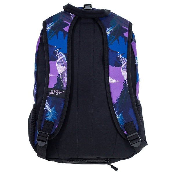 "Rockstar" Hooey Backpack Blue/Black Feather Pattern